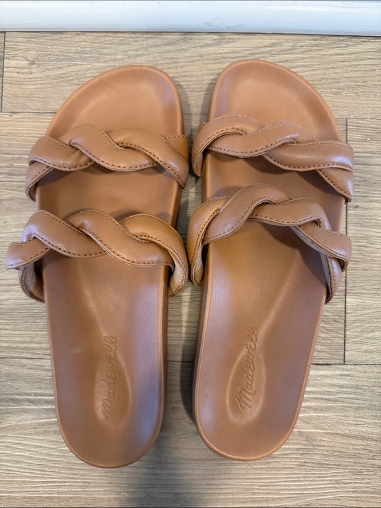 Madewell Shoes - Madewell Women's Cognac Braided Double-Strap Slide Sandals like new!